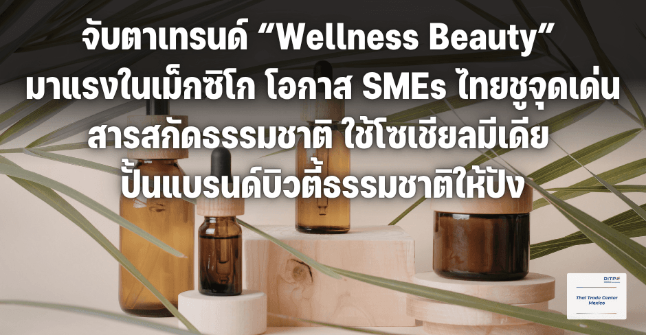 จับตาเทรนด์ “Wellness Beauty” มาแรงในเม็กซิโก  โอกาส SMEs ไทยชูจุดเด่นสารสกัดธรรมชาติ ใช้โซเชียลมีเดีย ปั้นแบรนด์บิวตี้ธรรมชาติให้ปัง